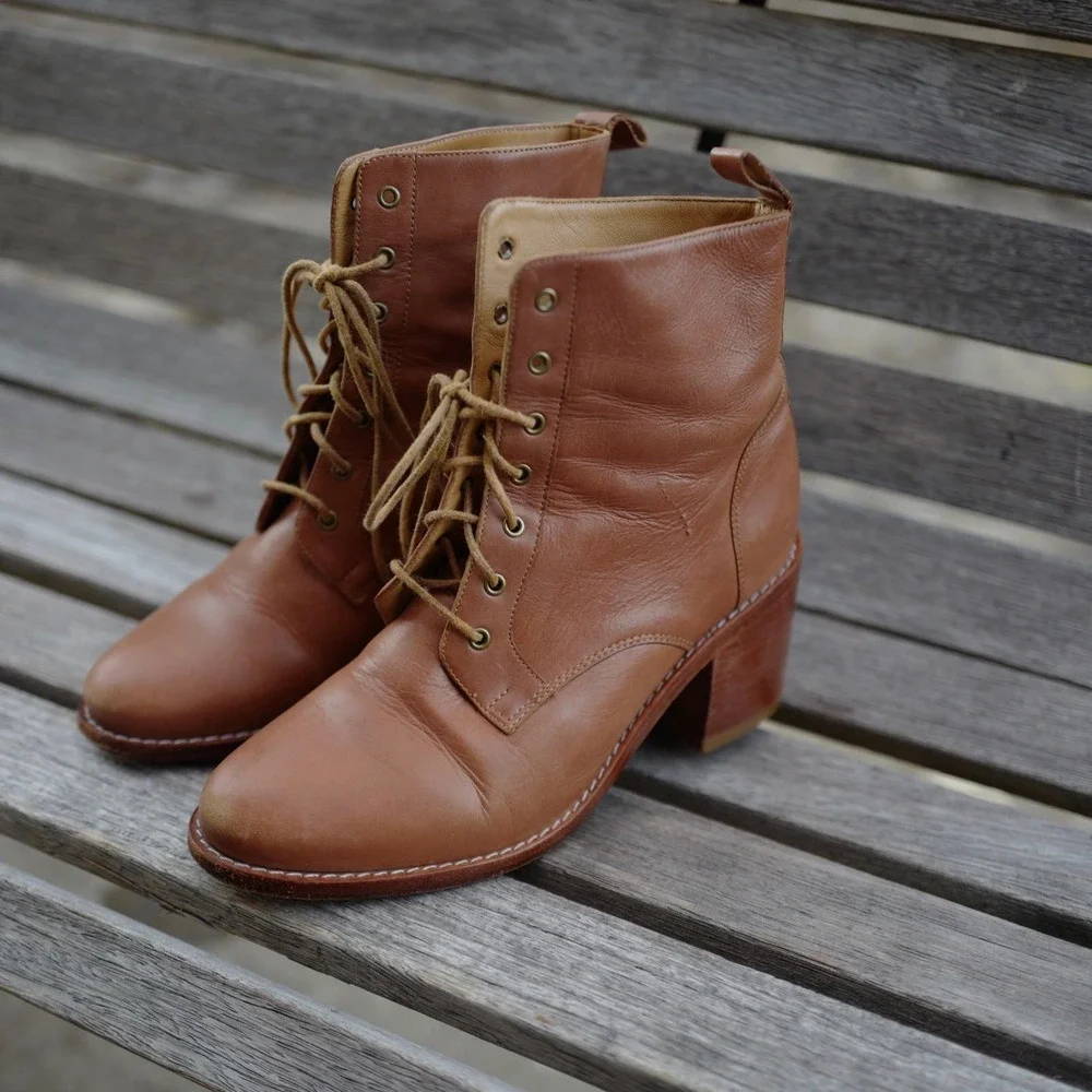 EUC Fortress of Inca Alexandra Paige Leather Combat Bootie Sz 8.5 - Picture 2 of 10